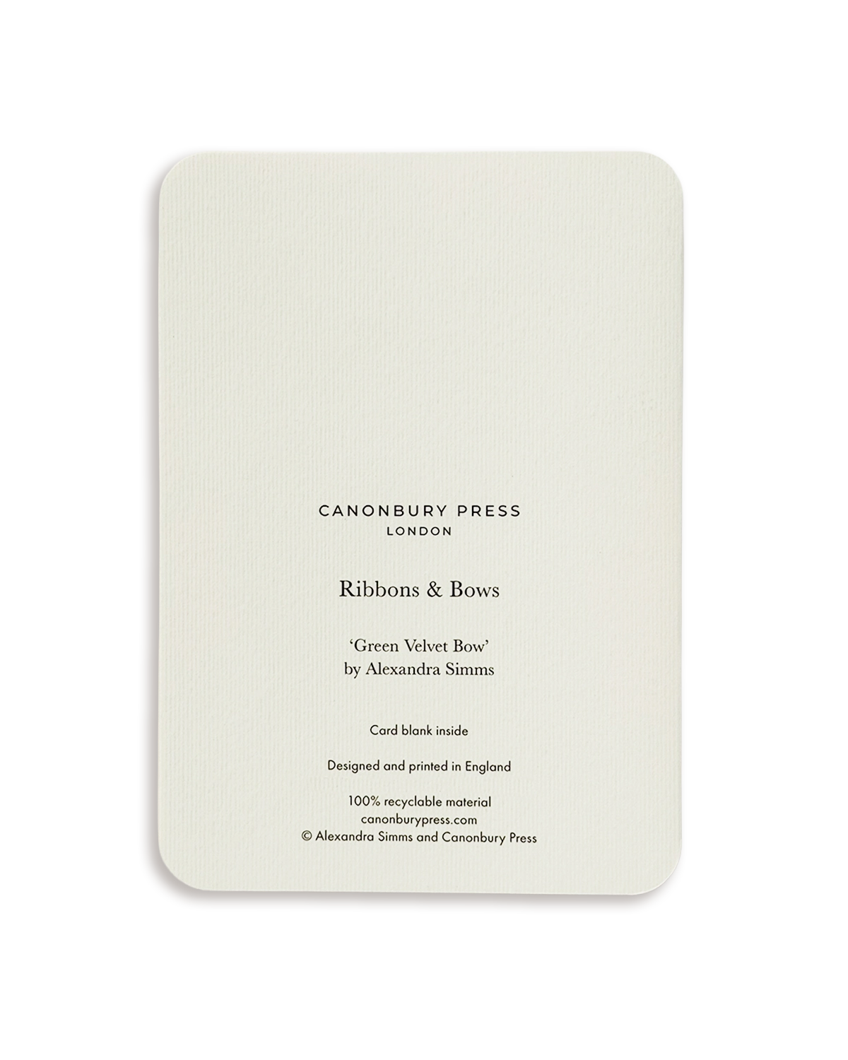 Green Velvet Bow Greeting Card