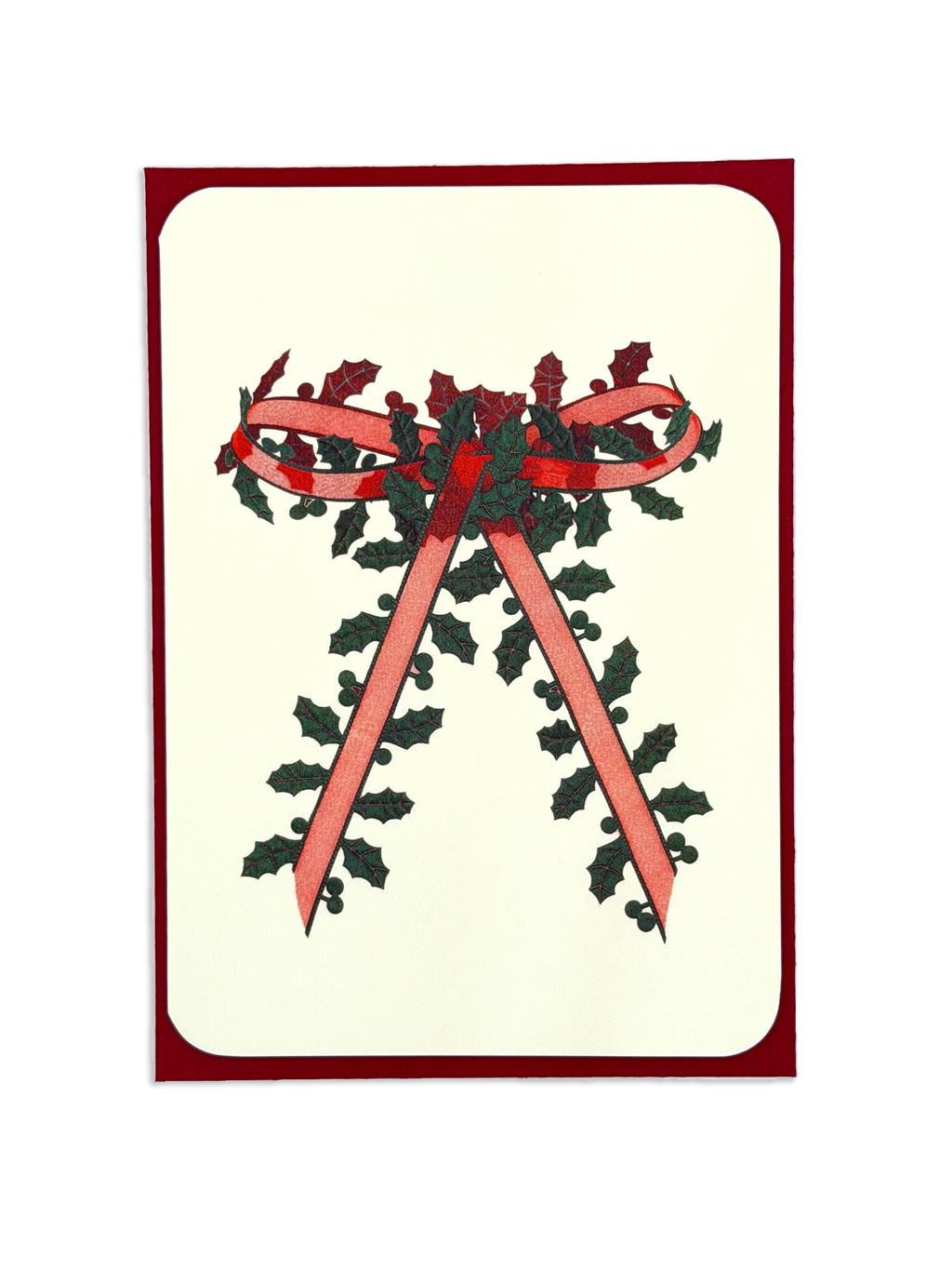Christmas Holly Bow II Greeting Card