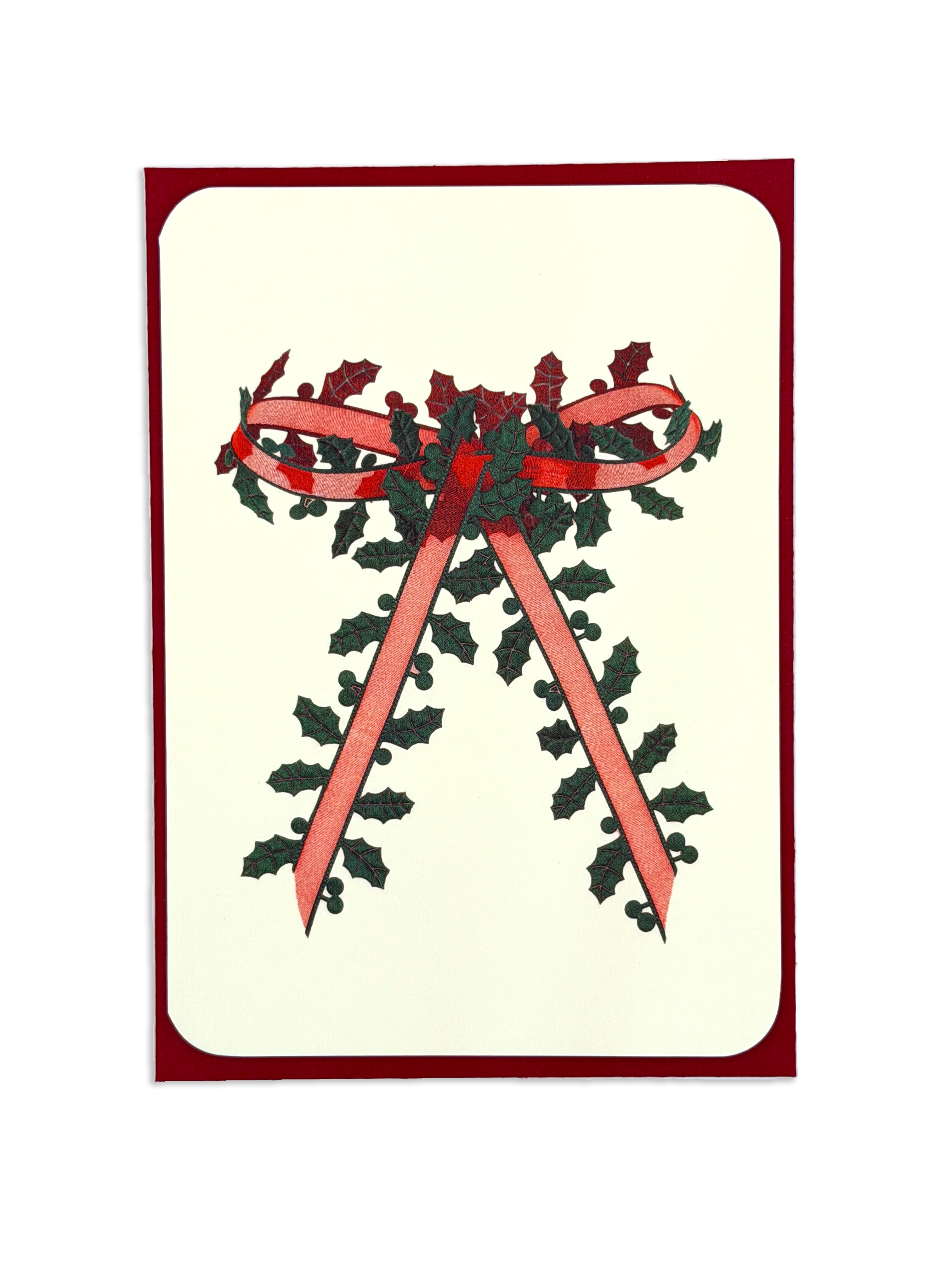 Christmas Holly Bow II Greeting Card