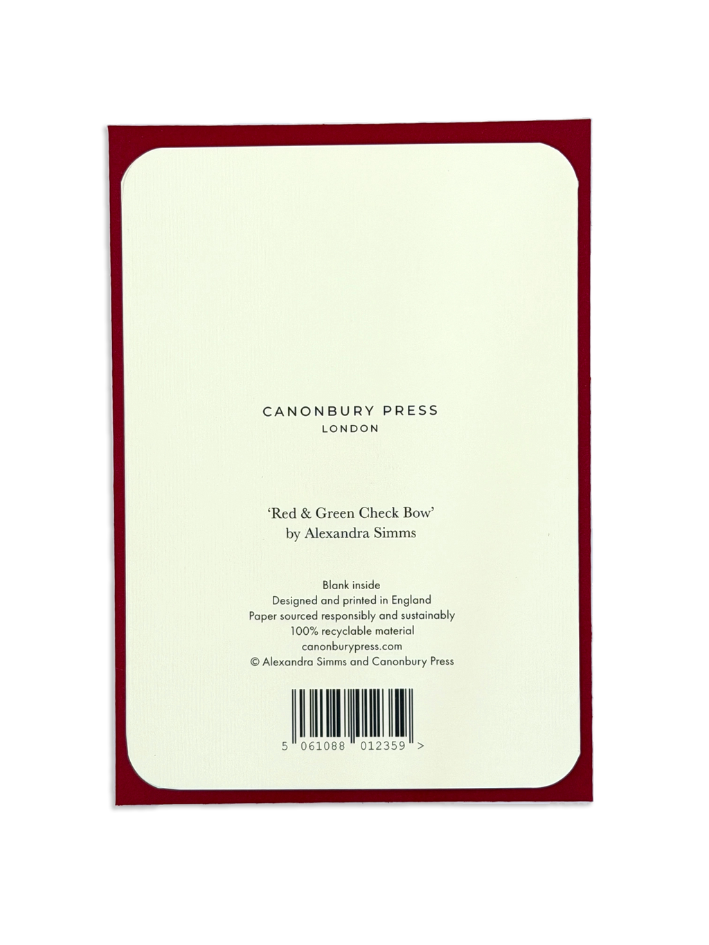 Red & Green Check Bow Greeting Card