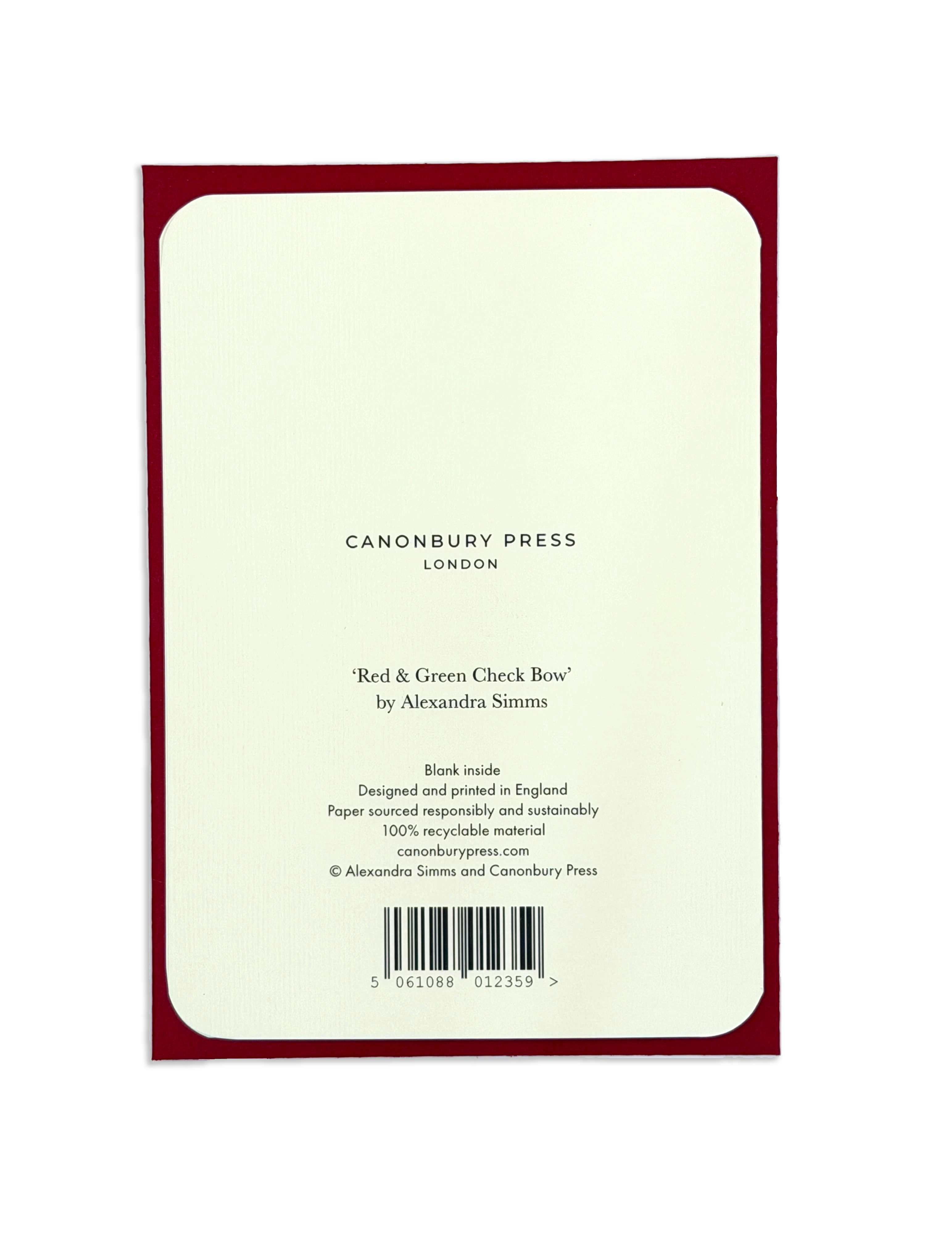Red & Green Check Bow Greeting Card