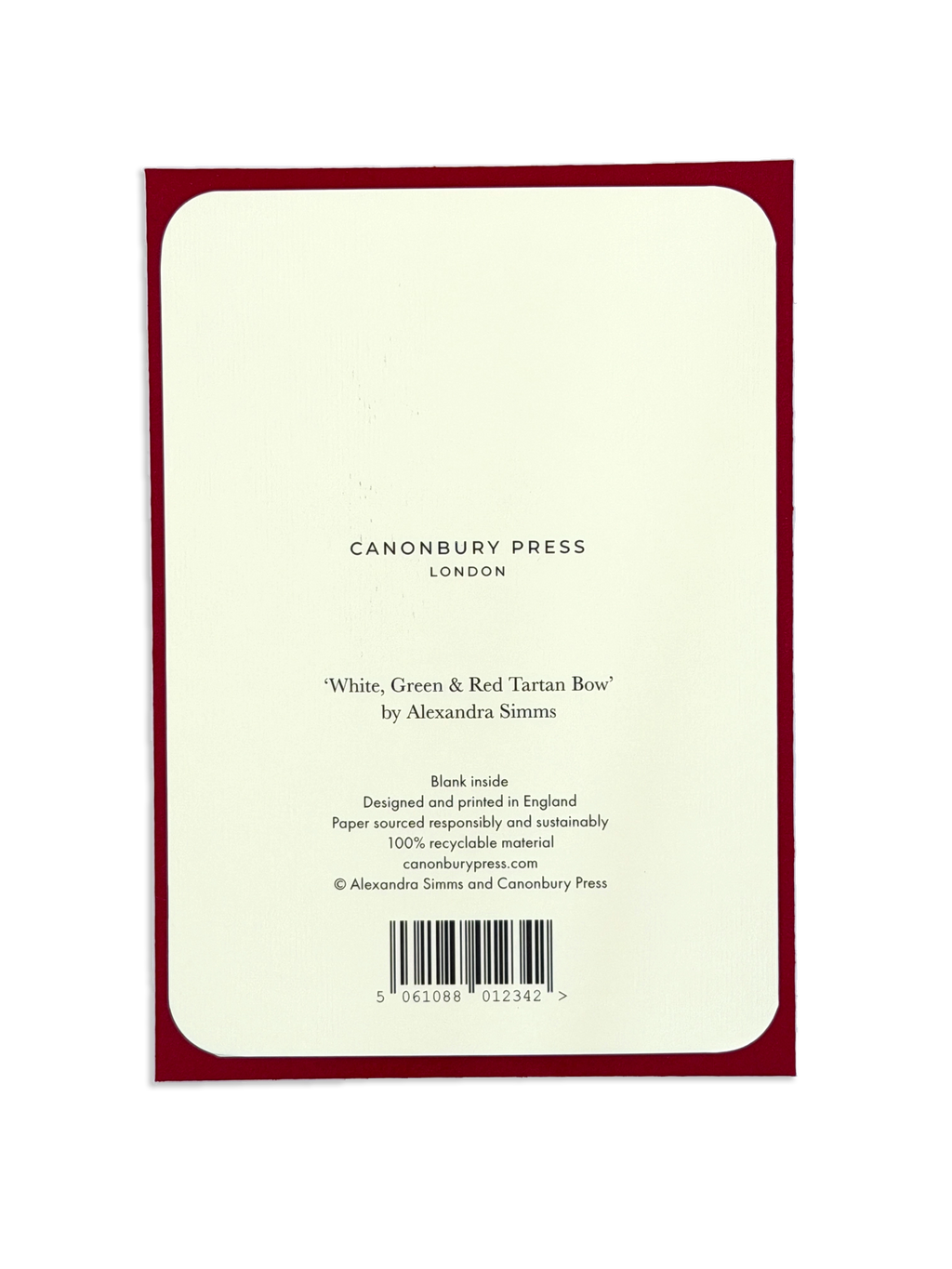 White, Green & Red Tartan Bow Greeting Card