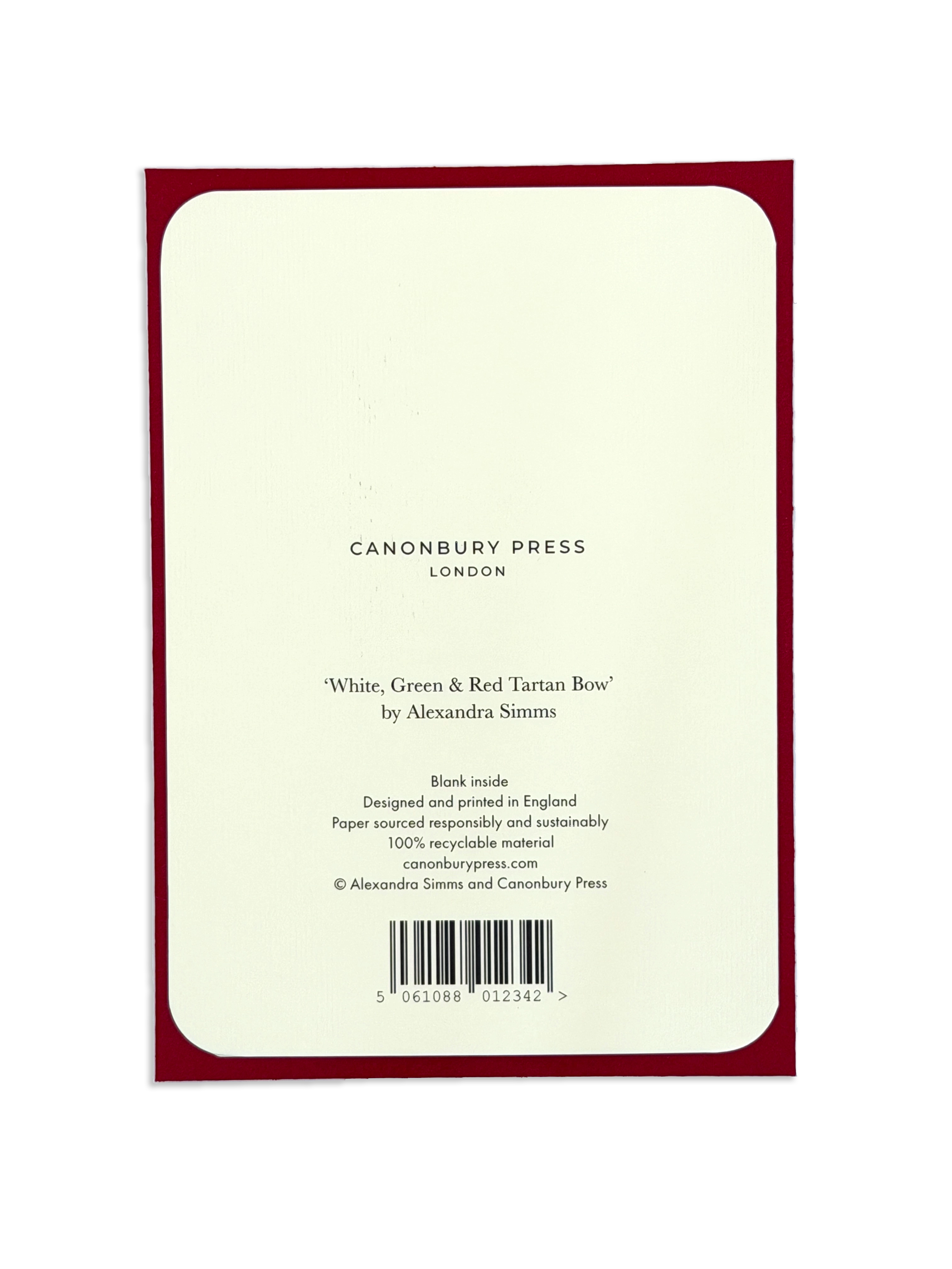 White, Green & Red Tartan Bow Greeting Card