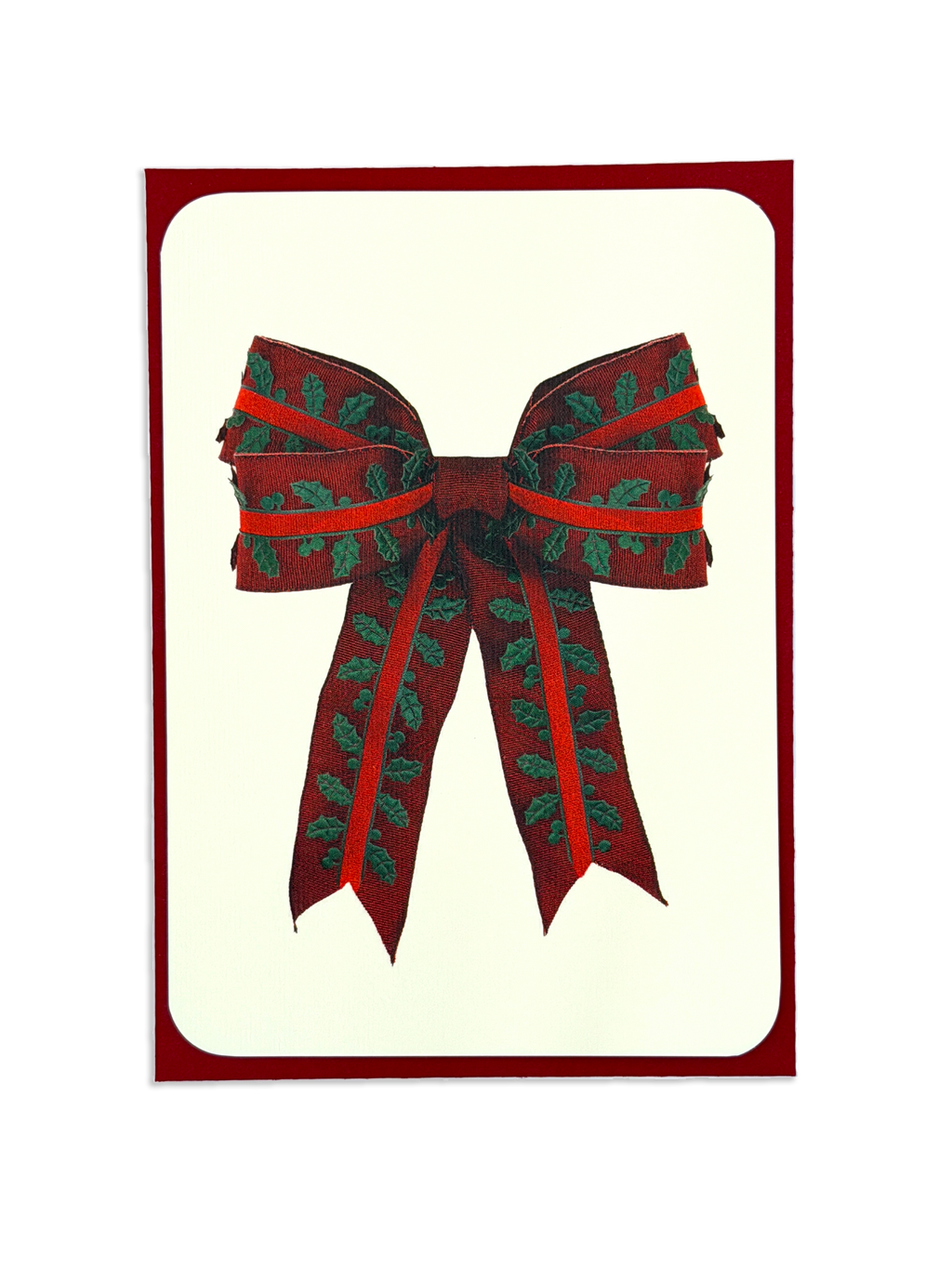 Christmas Holly Bow I Greeting Card