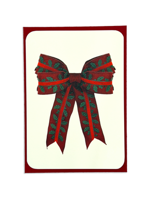 Christmas Holly Bow I Greeting Card