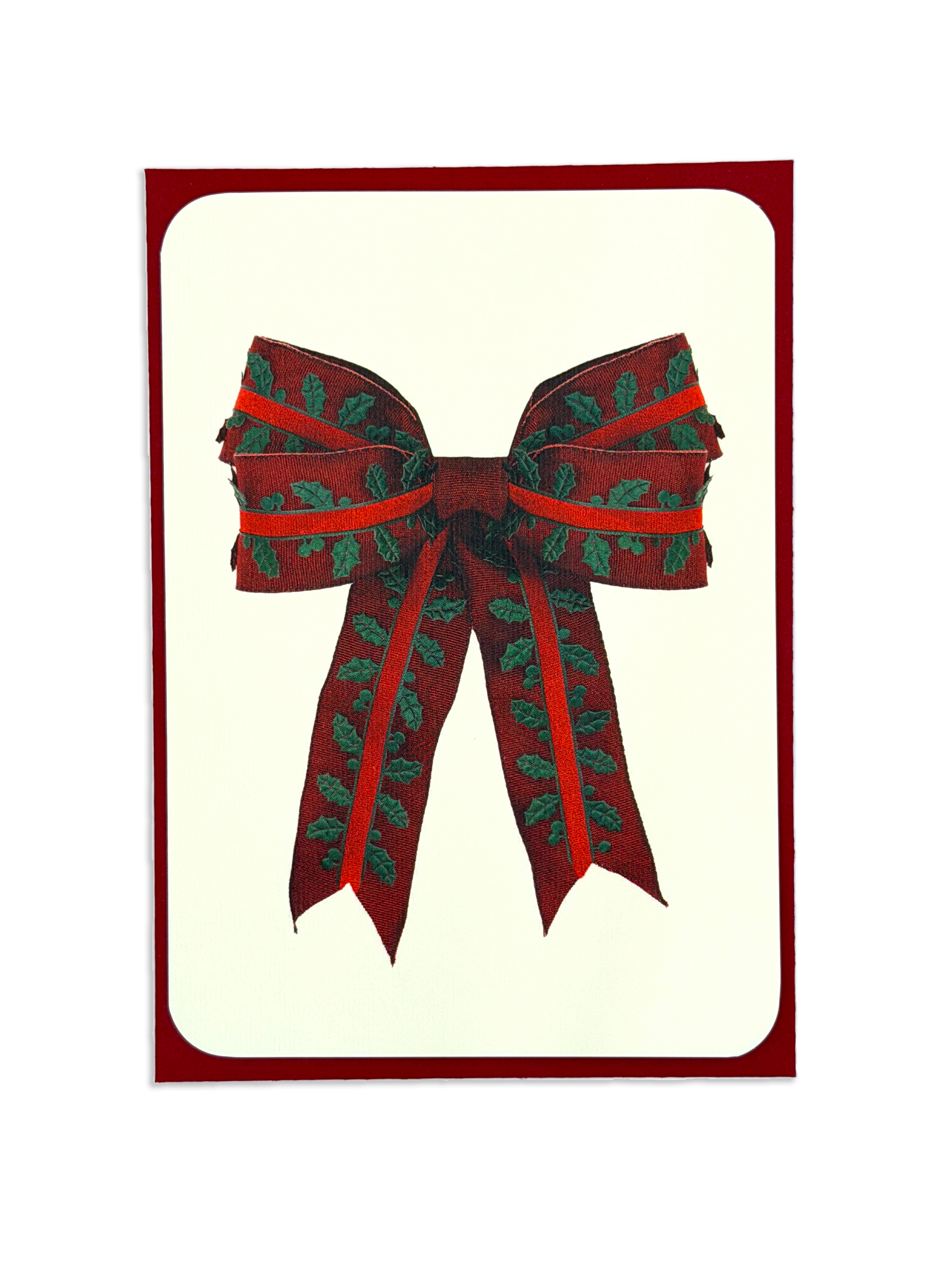 Christmas Holly Bow I Greeting Card