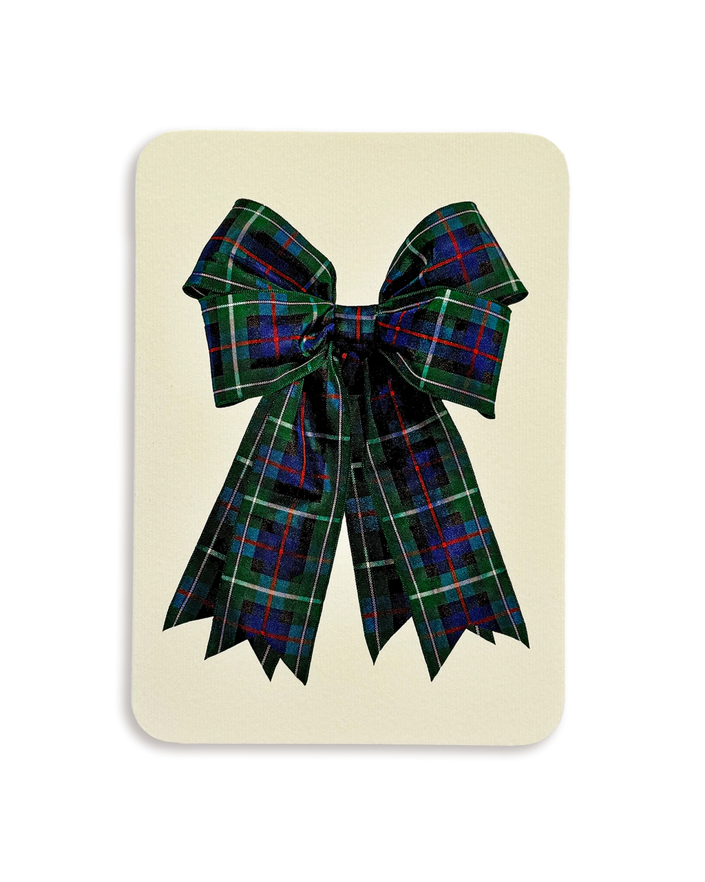 Blue & Green Tartan Bow Greeting Card