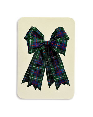Blue & Green Tartan Bow Greeting Card