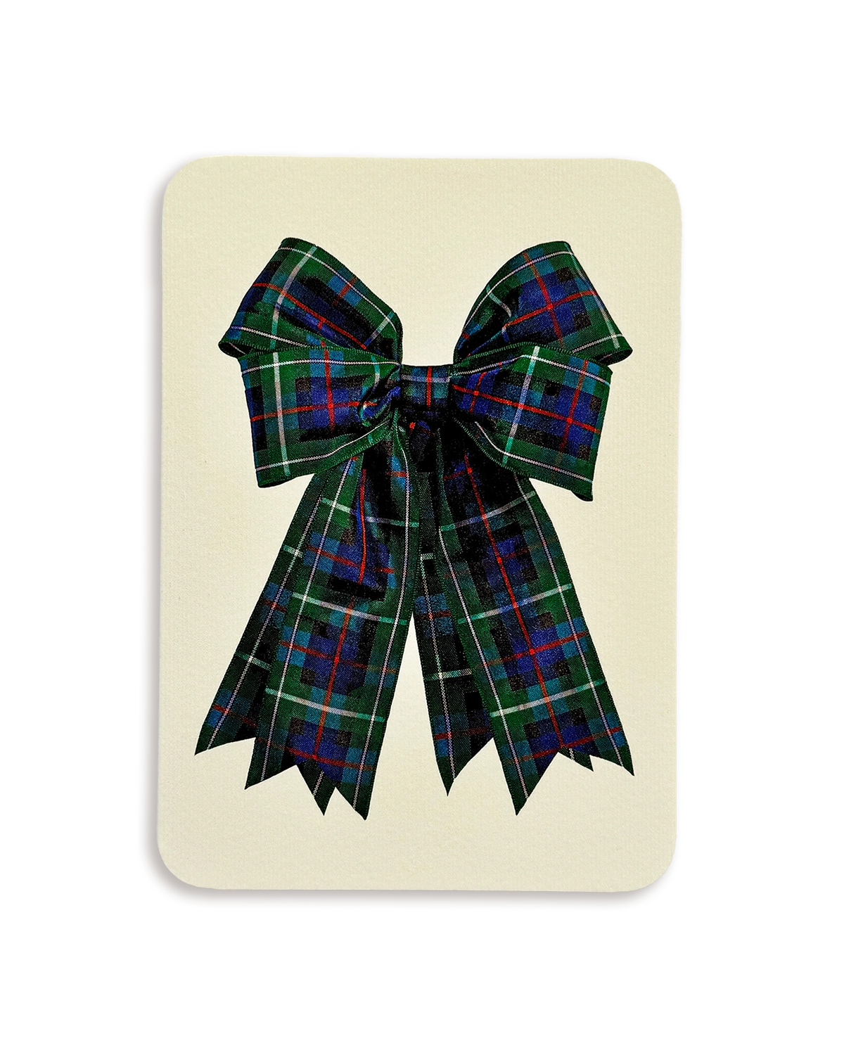 Blue & Green Tartan Bow Greeting Card
