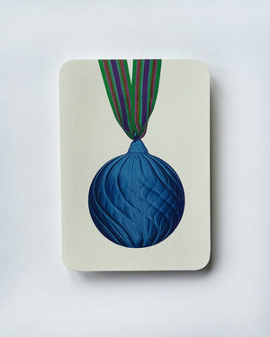 Christmas Baubles Greeting Card Sky Blue