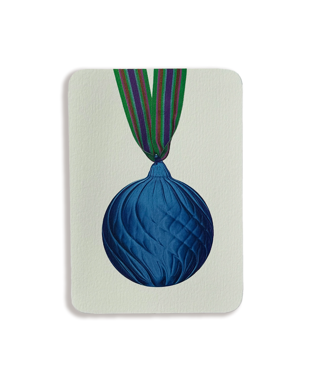 Christmas Baubles Greeting Card Sky Blue