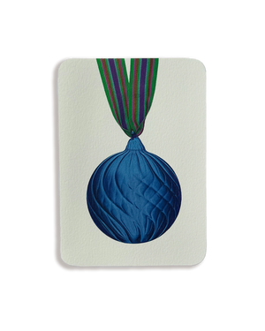 Christmas Baubles Greeting Card Sky Blue