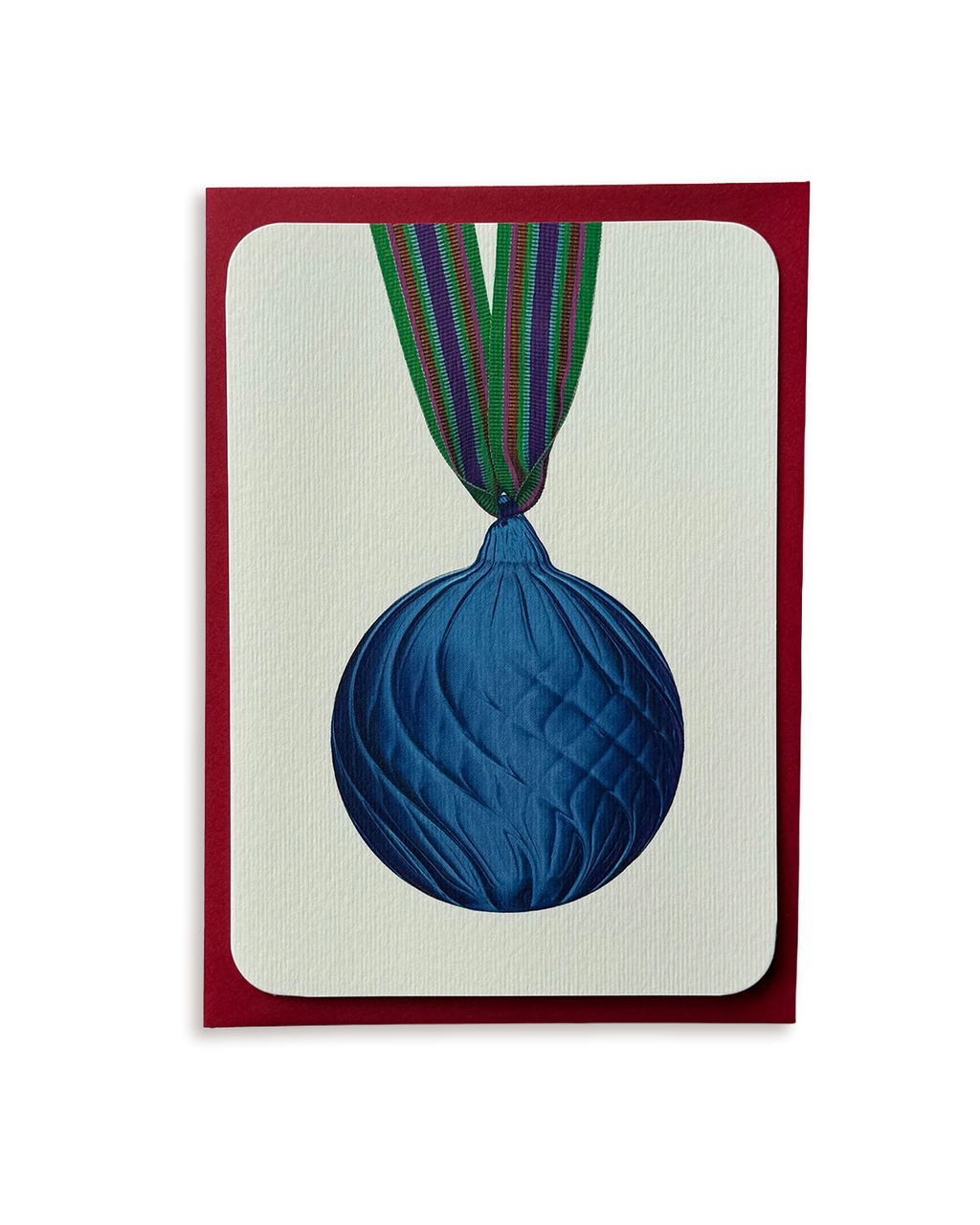 Christmas Baubles Greeting Card Sky Blue