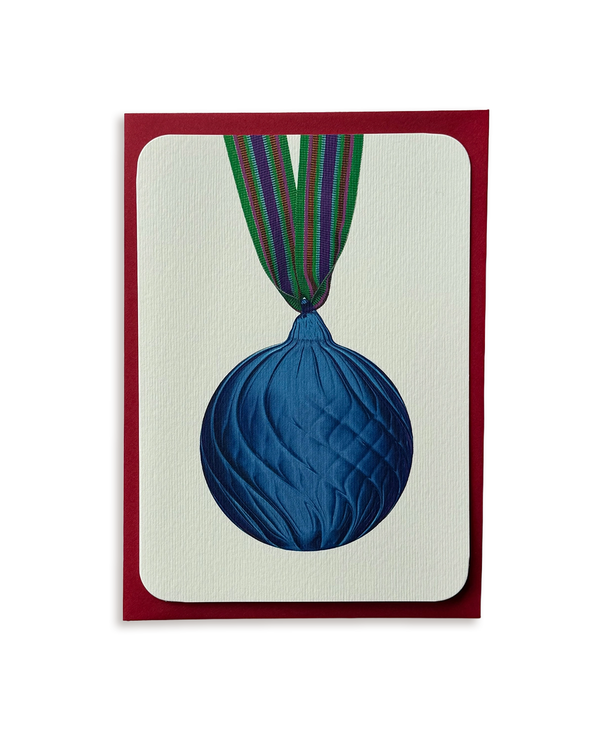 Christmas Baubles Greeting Card Sky Blue