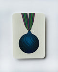 Christmas Baubles Greeting Card Marine Blue