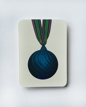 Christmas Baubles Greeting Card Marine Blue
