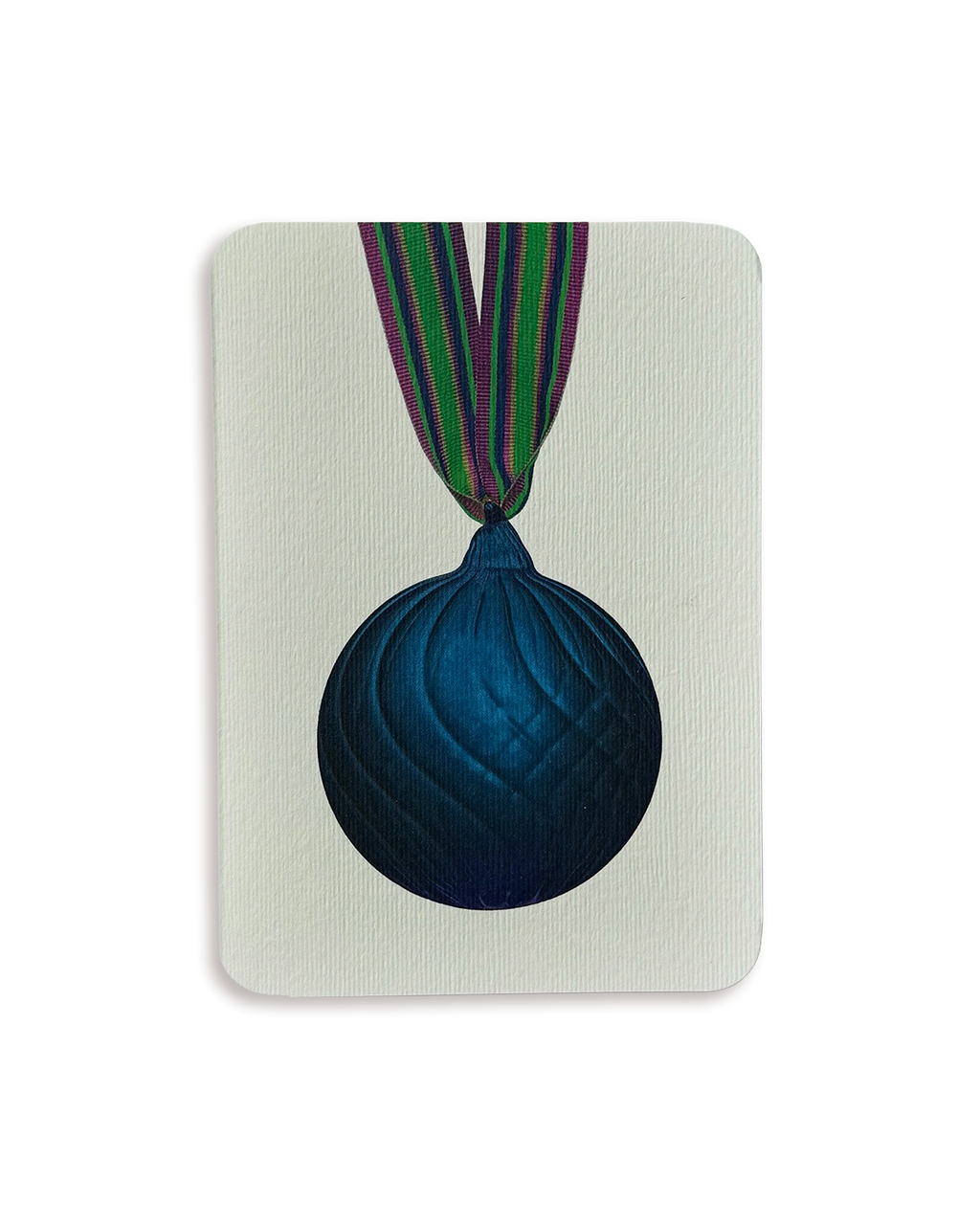 Christmas Baubles Greeting Card Marine Blue