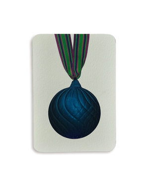 Christmas Baubles Greeting Card Marine Blue