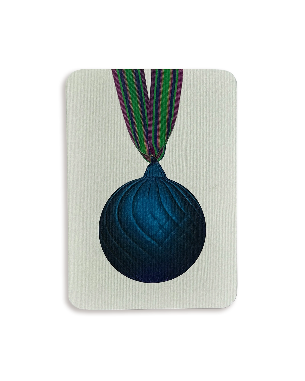 Christmas Baubles Greeting Card Marine Blue