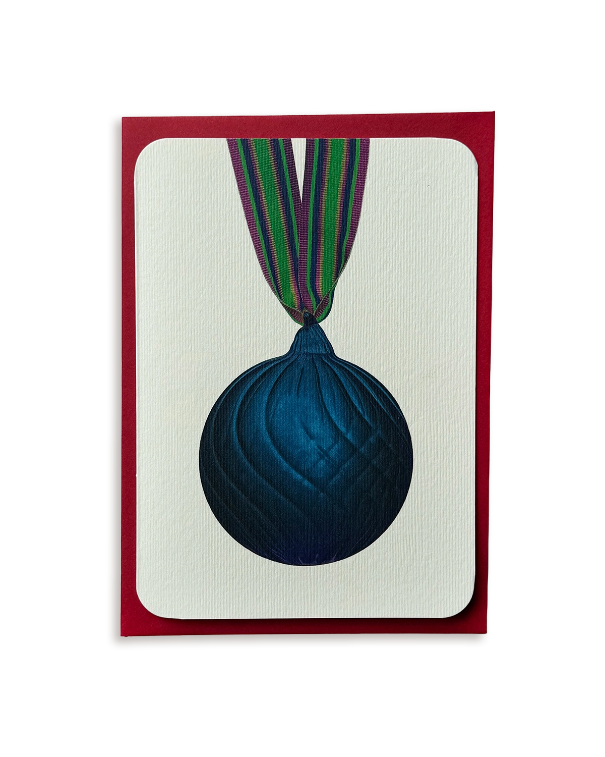 Christmas Baubles Greeting Card Marine Blue