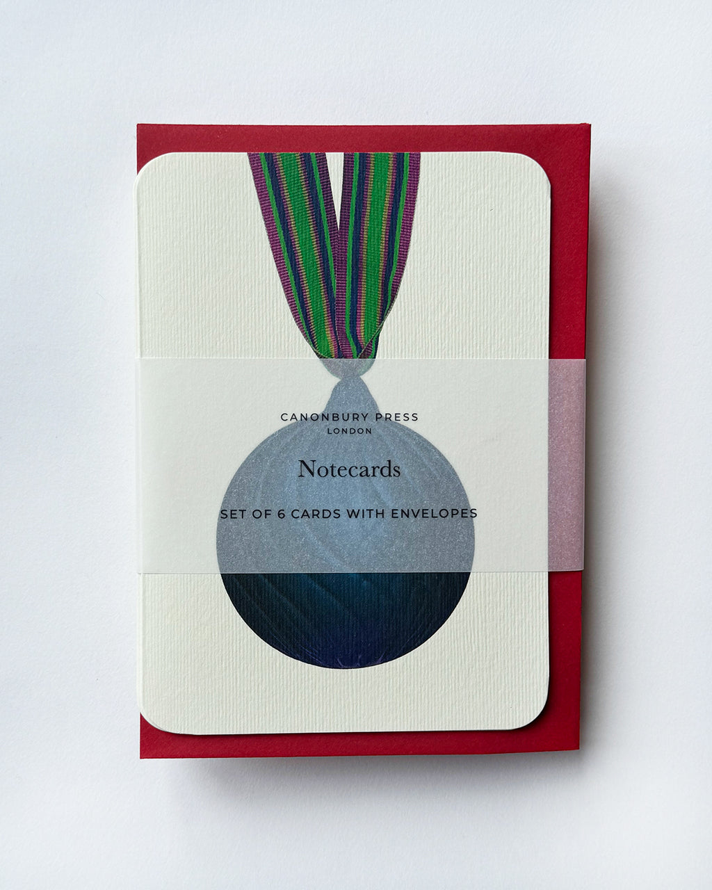 Christmas Baubles Greeting Card Marine Blue