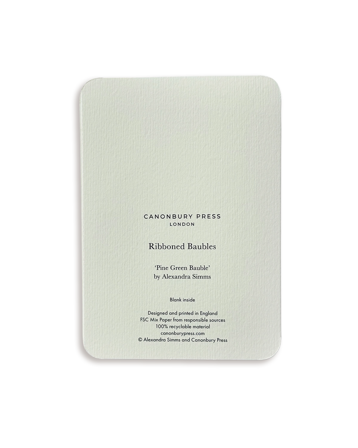 Christmas Baubles Greeting Card Pine Green