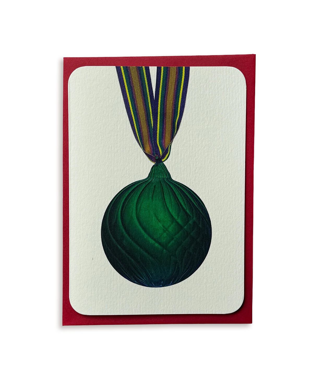 Christmas Baubles Greeting Card Pine Green