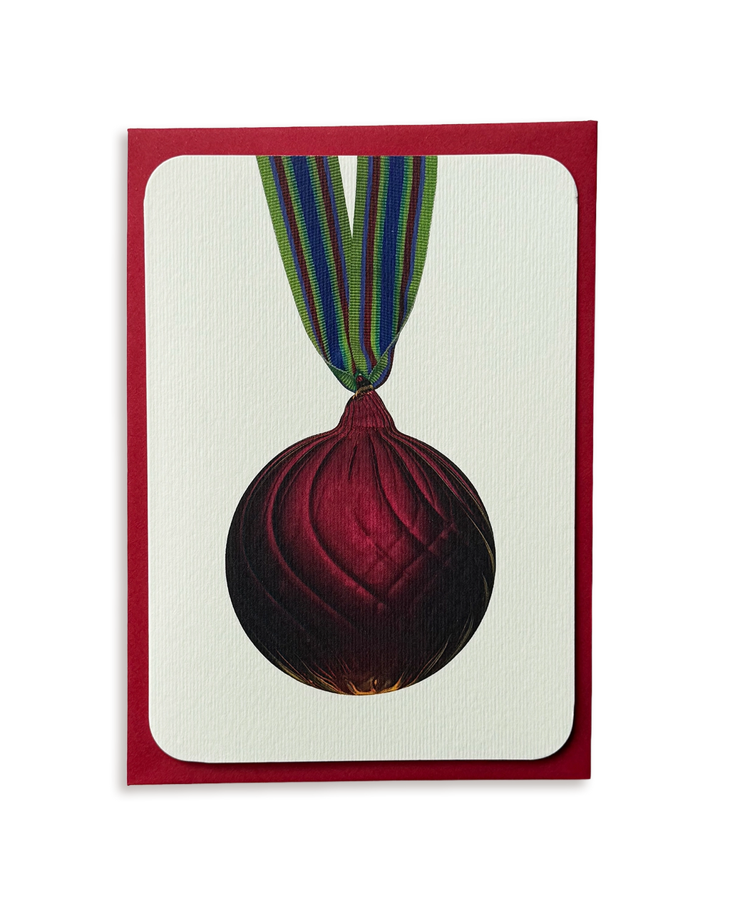 Christmas Baubles Greeting Card Burgundy