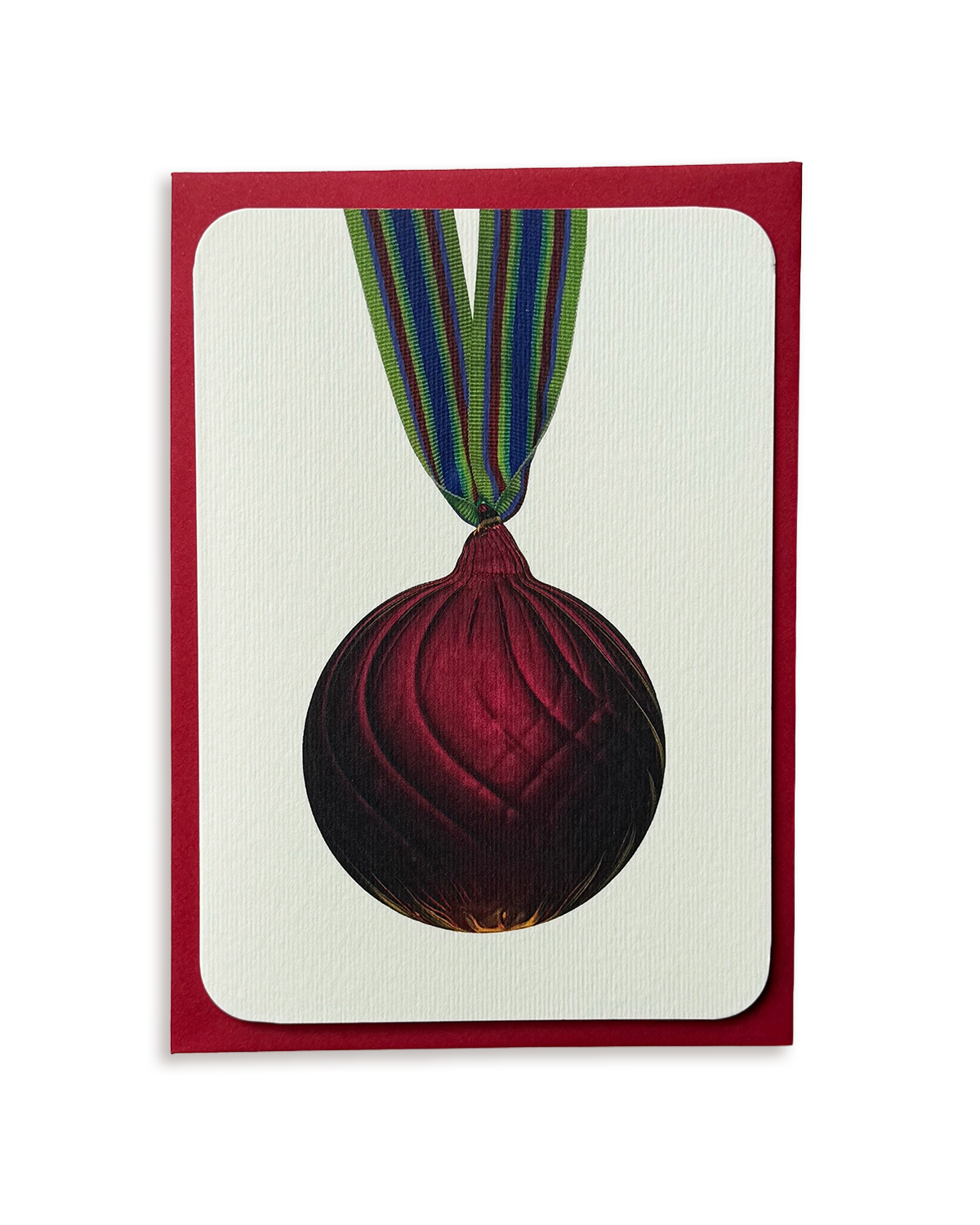 Christmas Baubles Greeting Card Burgundy