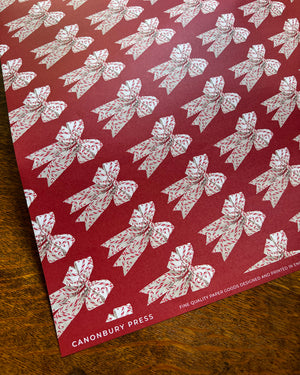 Candy Cane Bow Wrapping Paper