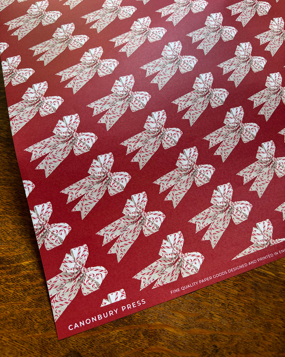Candy Cane Bow Wrapping Paper