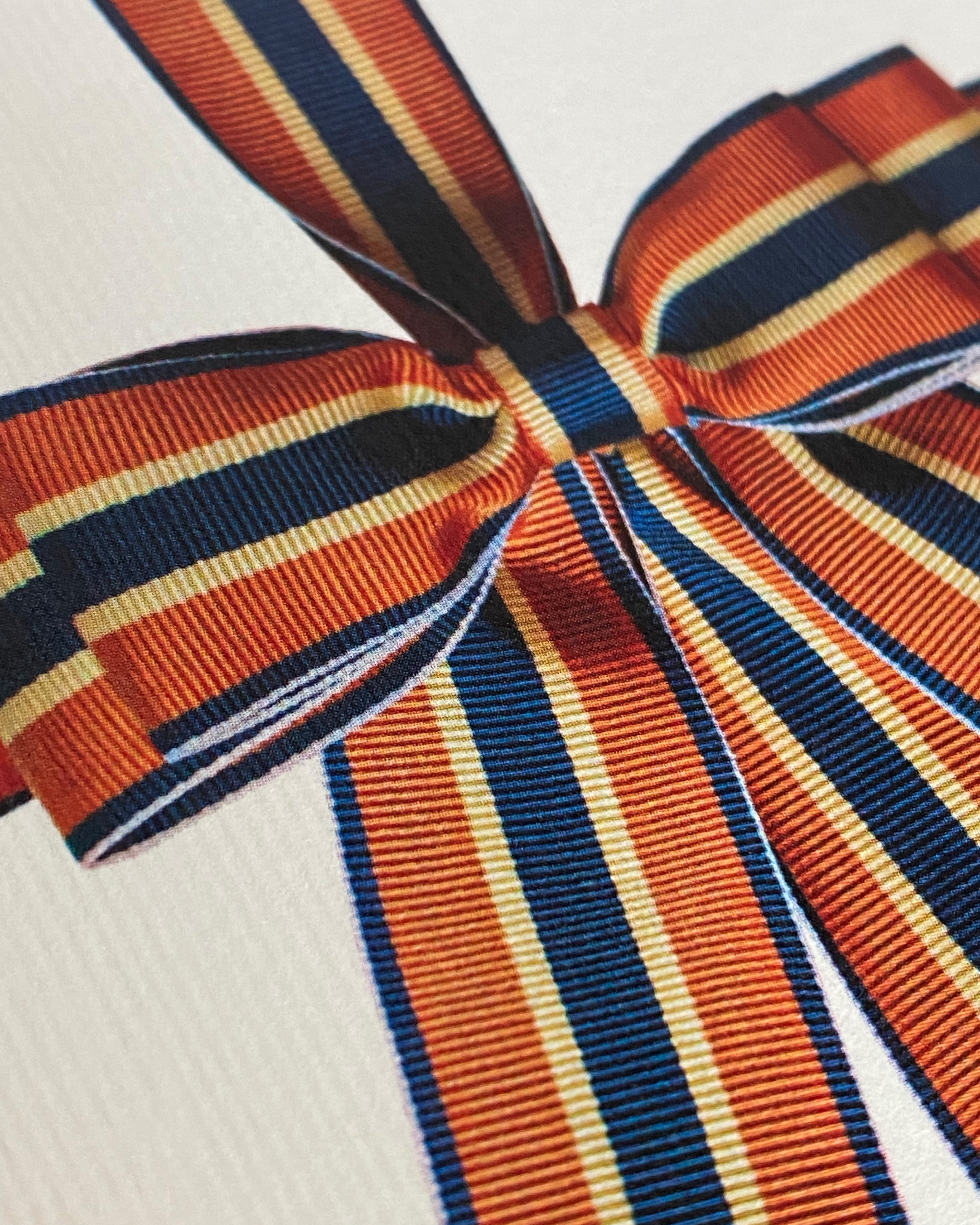 Orange, Blue & Cream Bow Greeting Card
