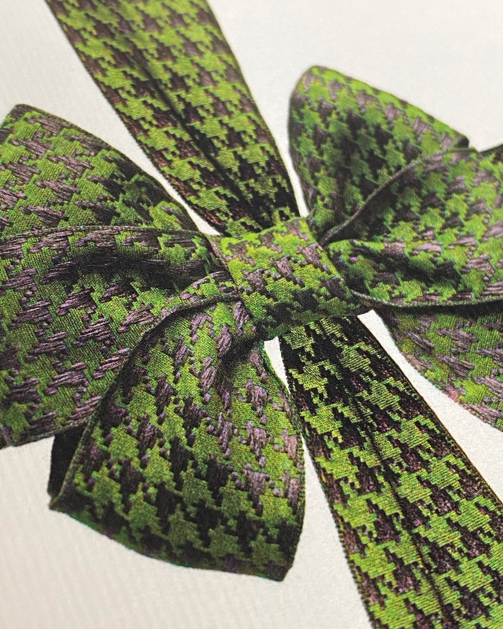Green Houndstooth Bow  Greeting Card