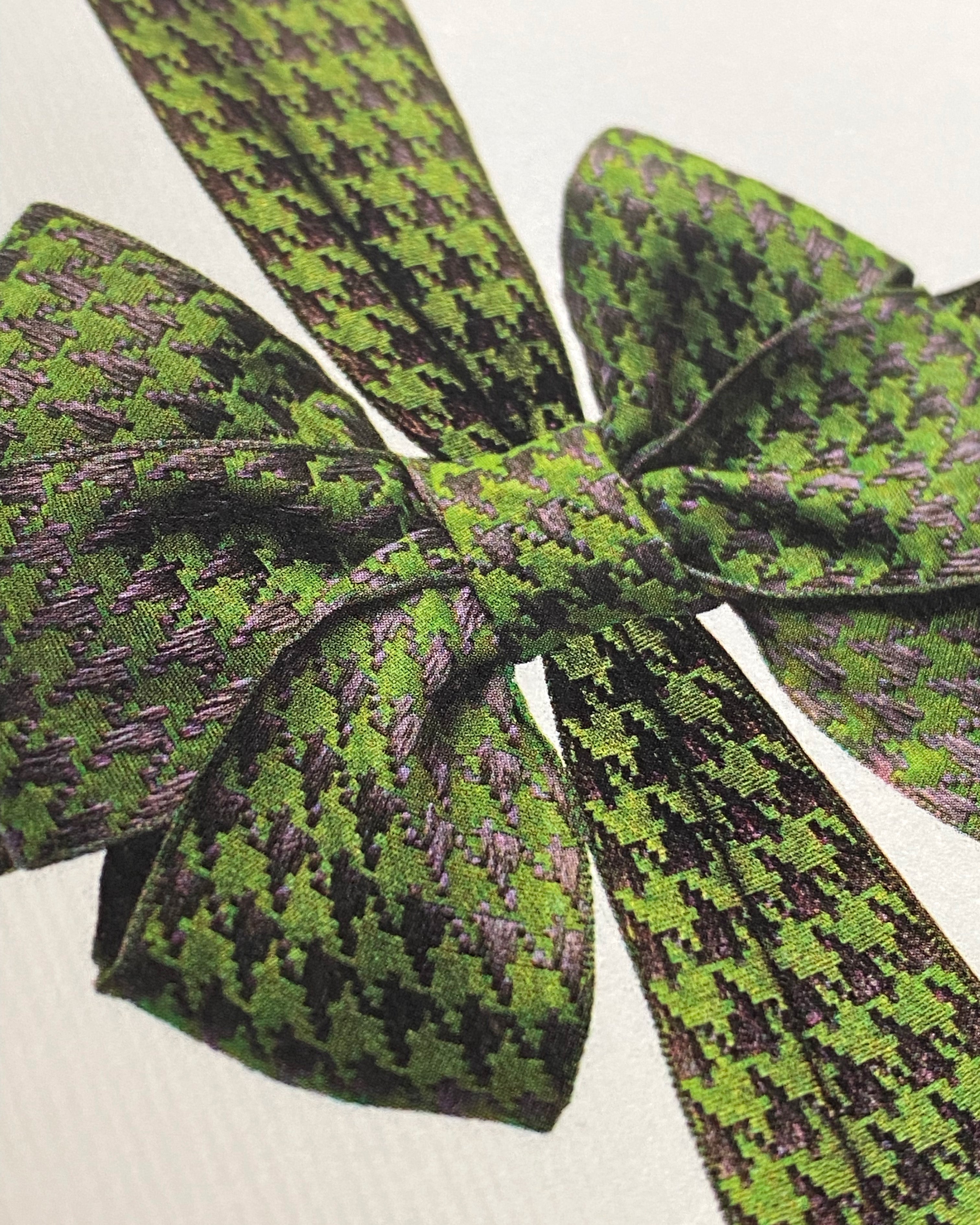 Green Houndstooth Bow  Greeting Card