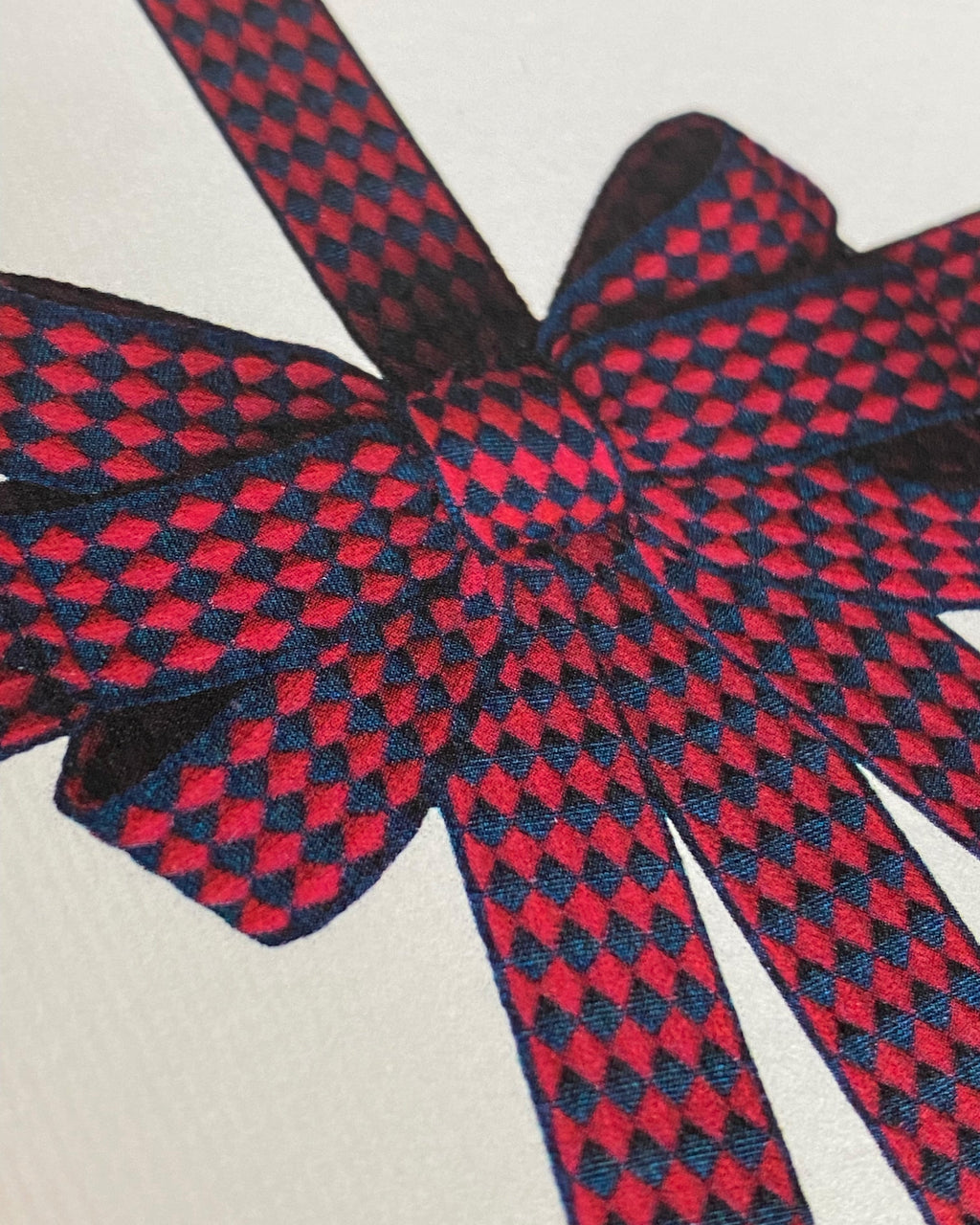 Red & Blue Diamond Bow Greeting Card