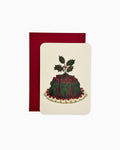 Christmas Plum Pudding Green Bows Greeting Card