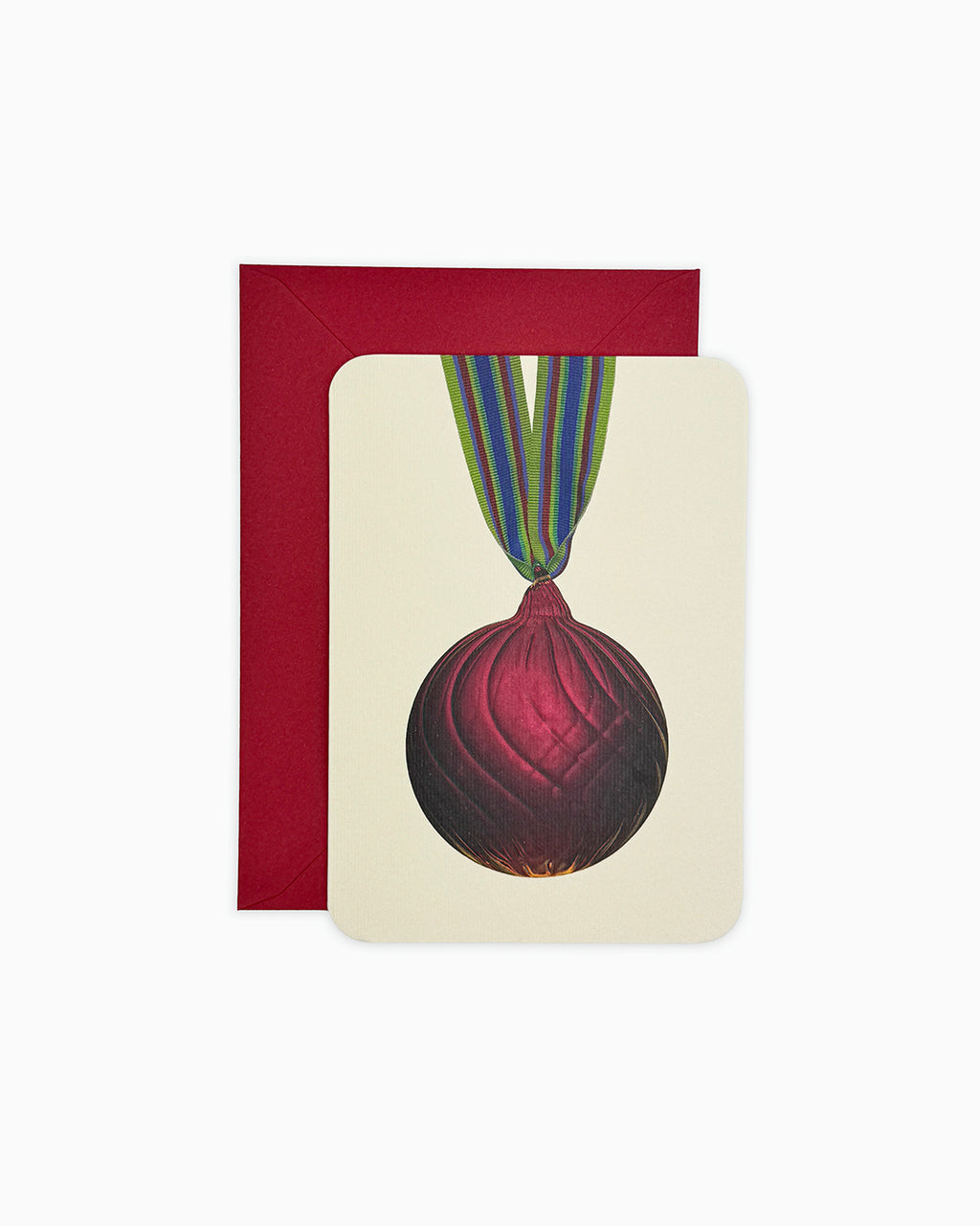 Christmas Baubles Greeting Card Burgundy