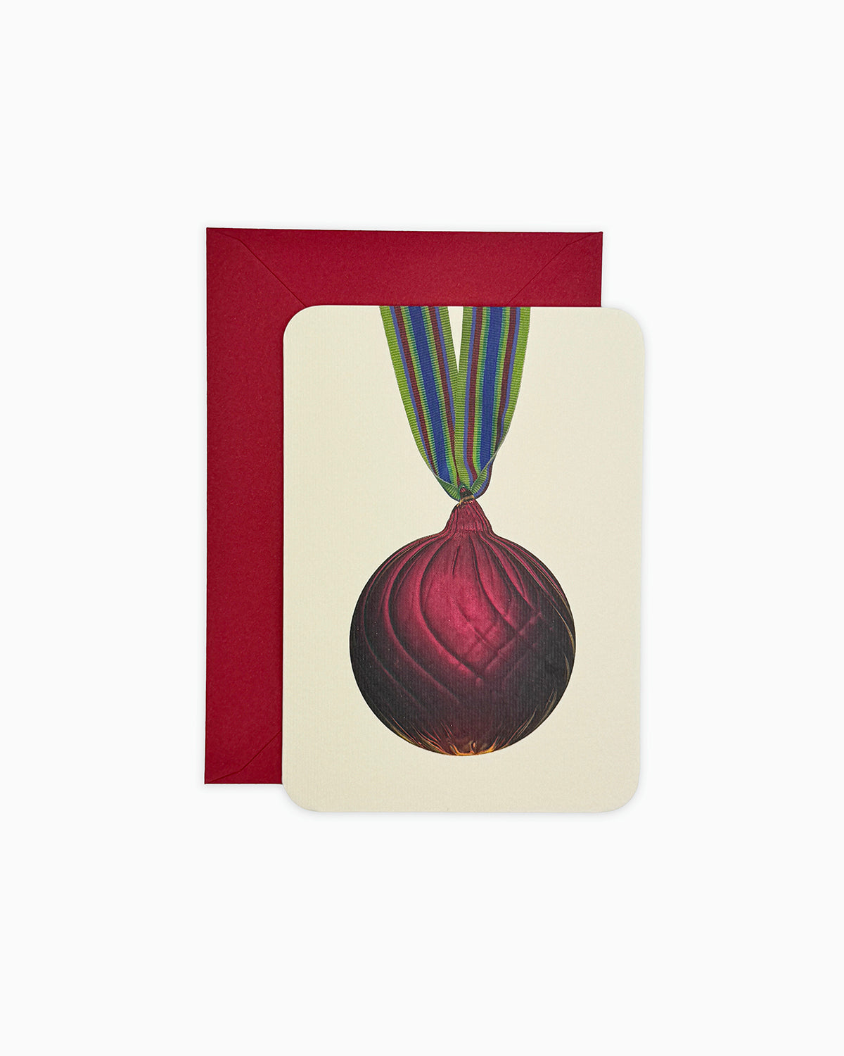 Christmas Baubles Greeting Card Burgundy