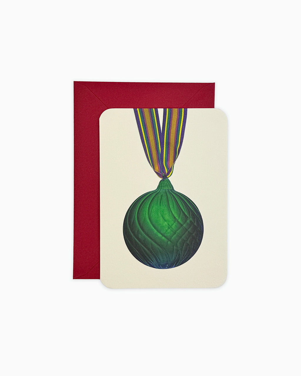 Christmas Baubles Greeting Card Pine Green