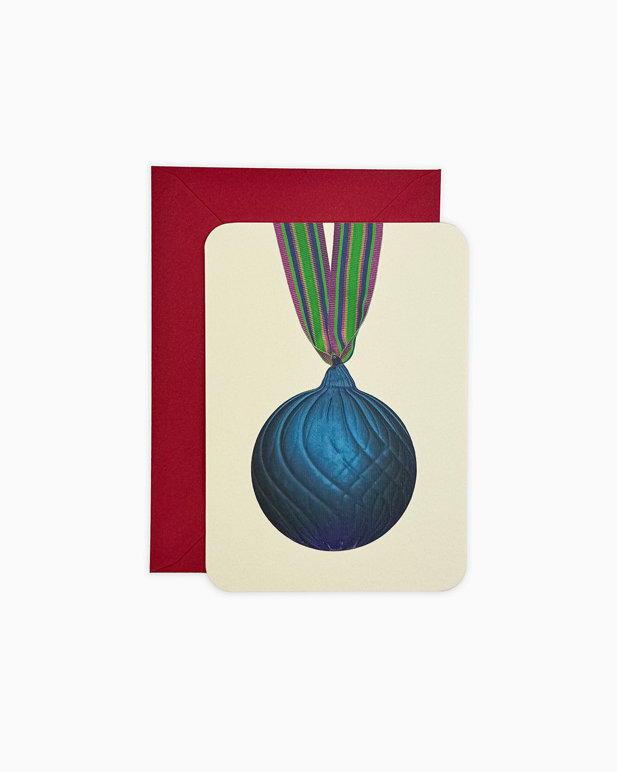 Christmas Baubles Greeting Card Marine Blue