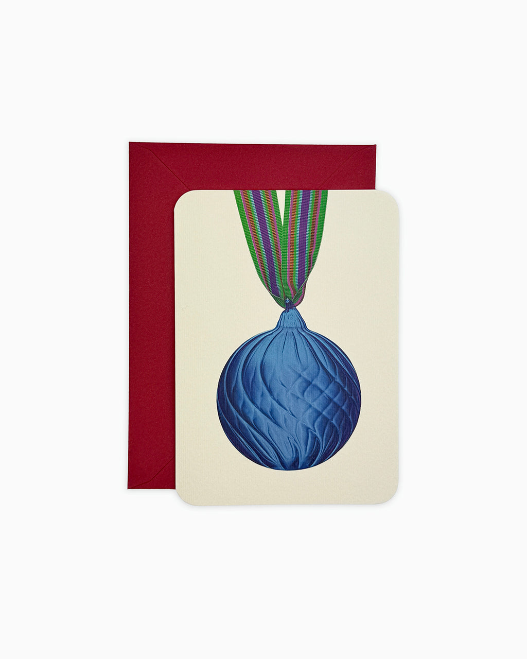 Christmas Baubles Greeting Card Sky Blue
