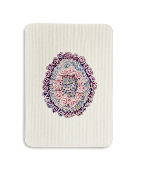 Parma Violet & Rose Royal Icing Egg Greeting Card