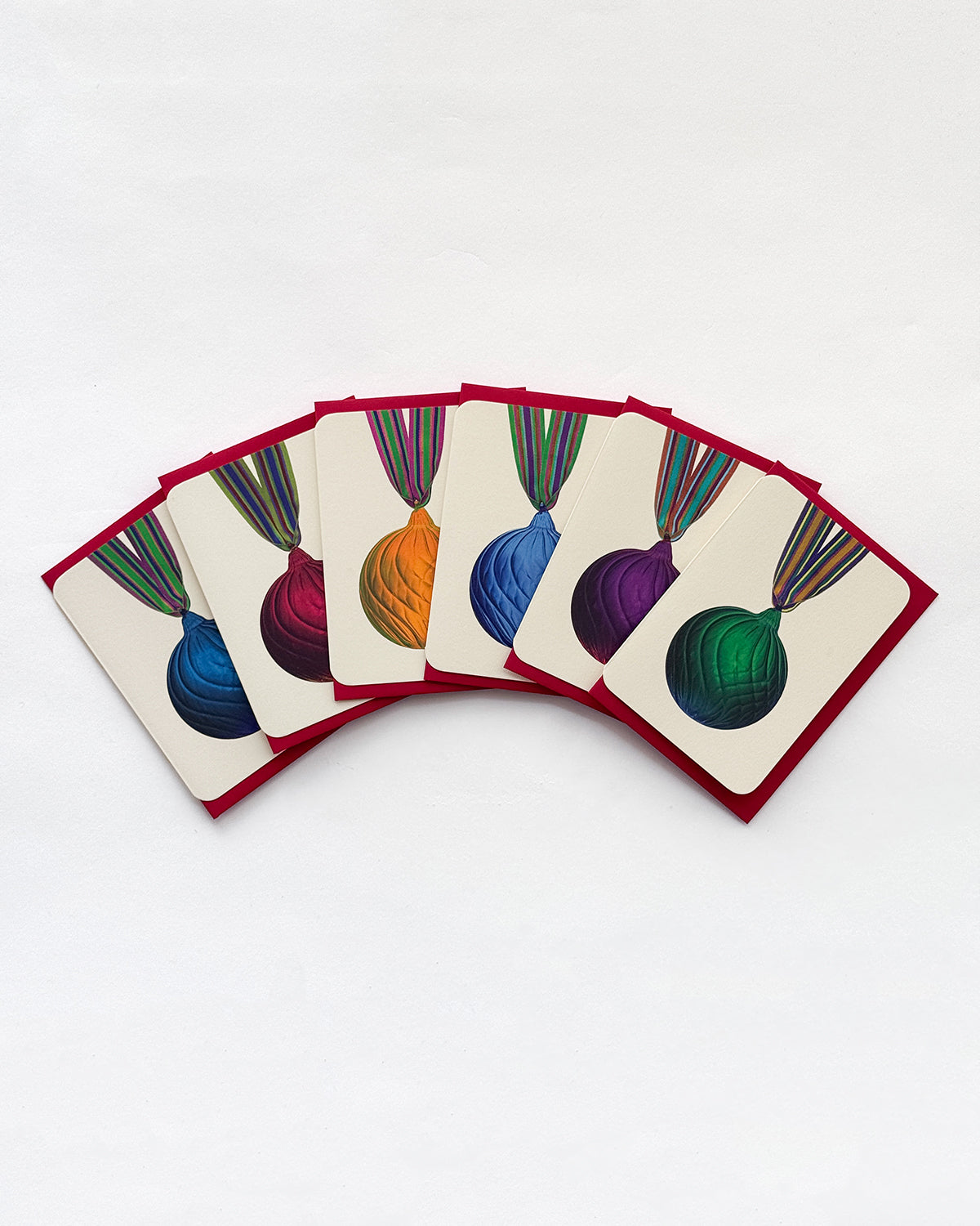 Christmas Baubles Mixed Set of 6 Greeting Cards