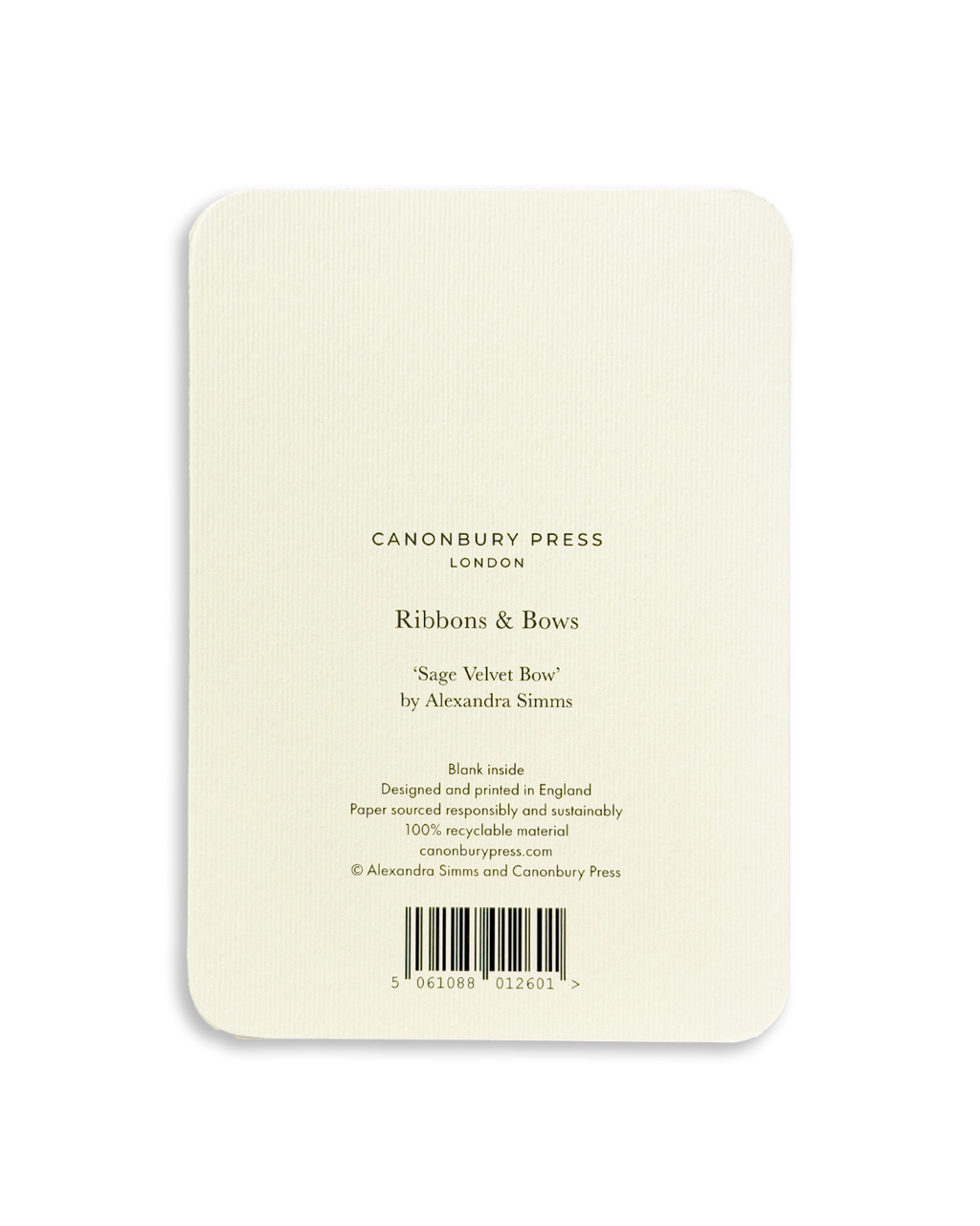 Sage Velvet Bow Greeting Card