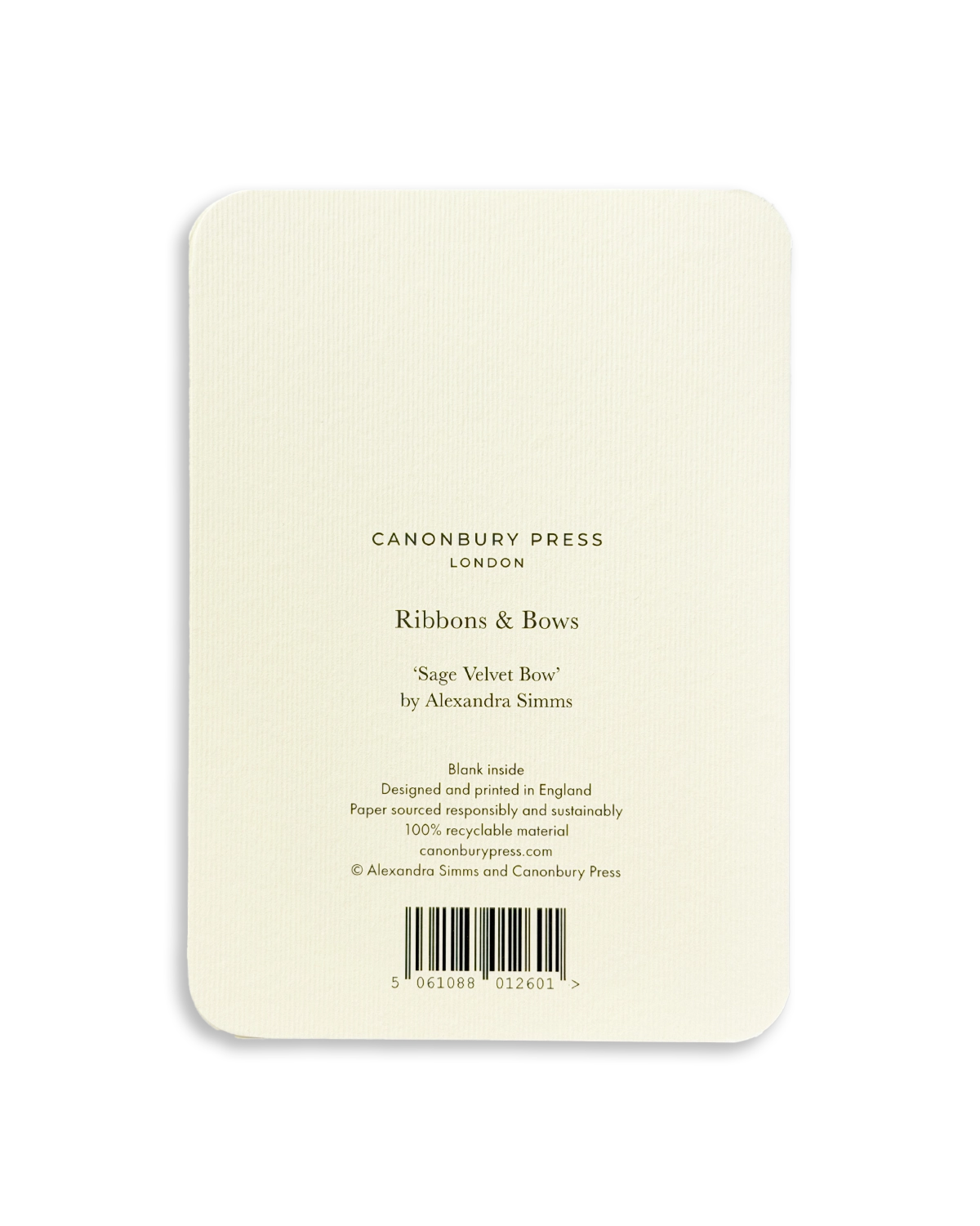 Sage Velvet Bow Greeting Card