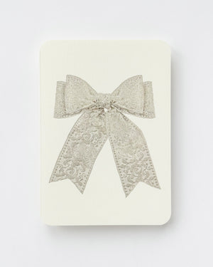 White Lace Bow Greeting Card