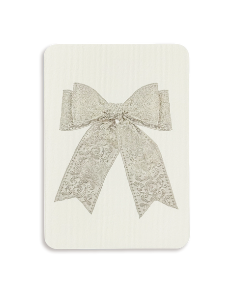 White Lace Bow Greeting Card