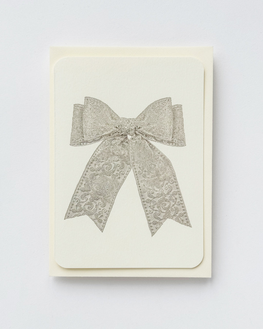 White Lace Bow Greeting Card 