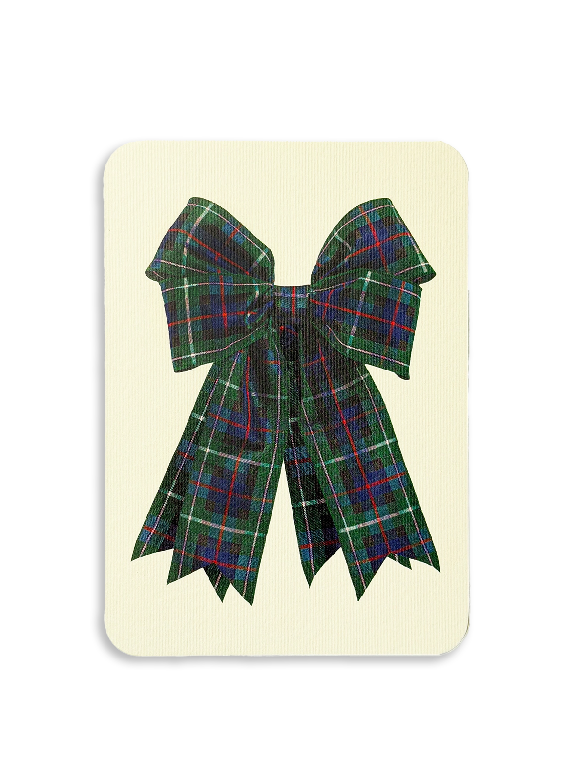 Blue & Green Tartan Bow Greeting Card
