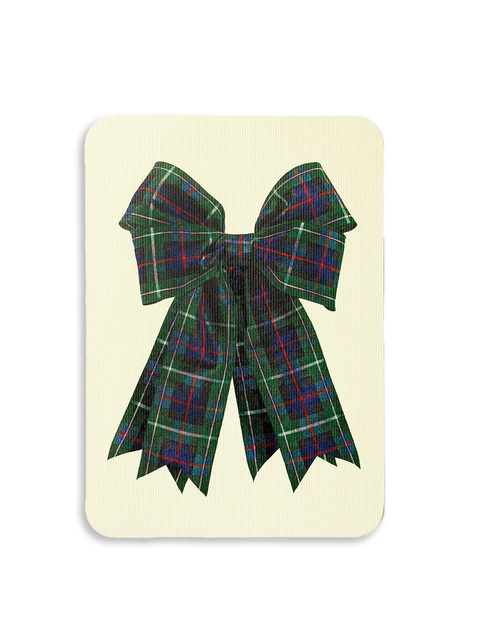 Blue & Green Tartan Bow Greeting Card